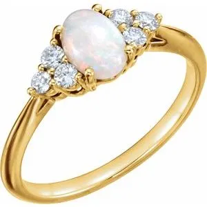 14K Yellow Opal & 1/5 CTW Diamond Ring