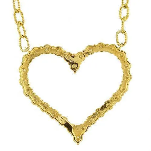 14K Yellow Solid Gold Womens Custom Made Hear Pendant With Round Diamonds 5.50 Ctw