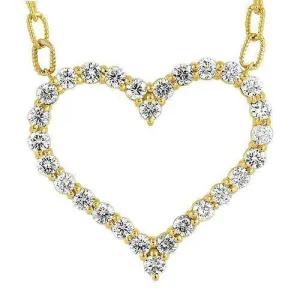14K Yellow Solid Gold Womens Custom Made Hear Pendant With Round Diamonds 5.50 Ctw