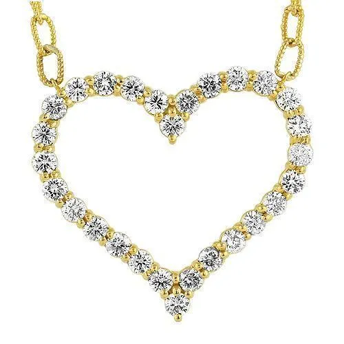 14K Yellow Solid Gold Womens Custom Made Hear Pendant With Round Diamonds 5.50 Ctw