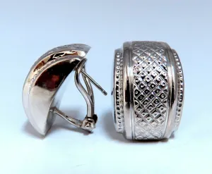 14kt Gold Cross Hatch Textured Clip Earrings