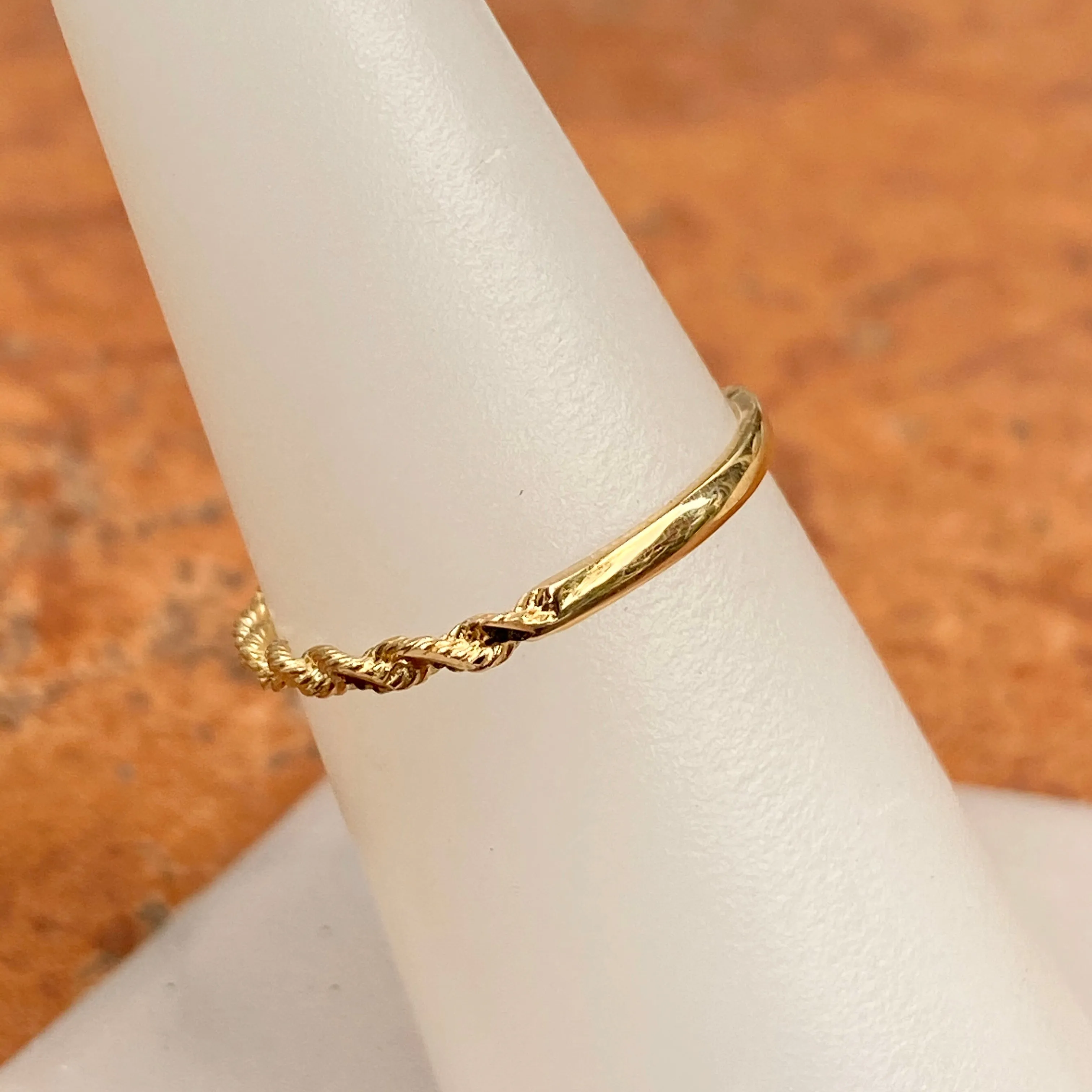 14KT Yellow Gold Diamond-Cut Rope Band Ring