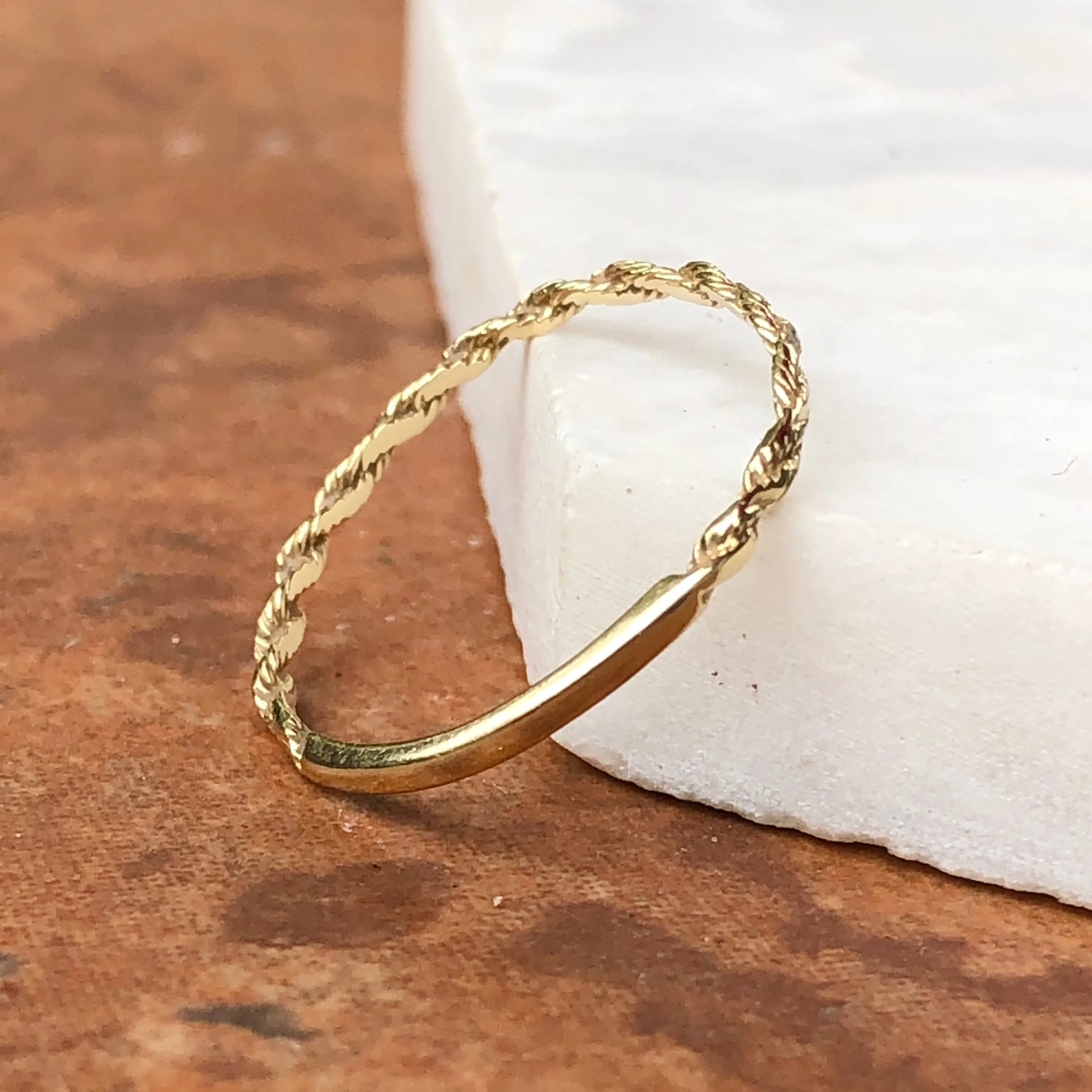 14KT Yellow Gold Diamond-Cut Rope Band Ring