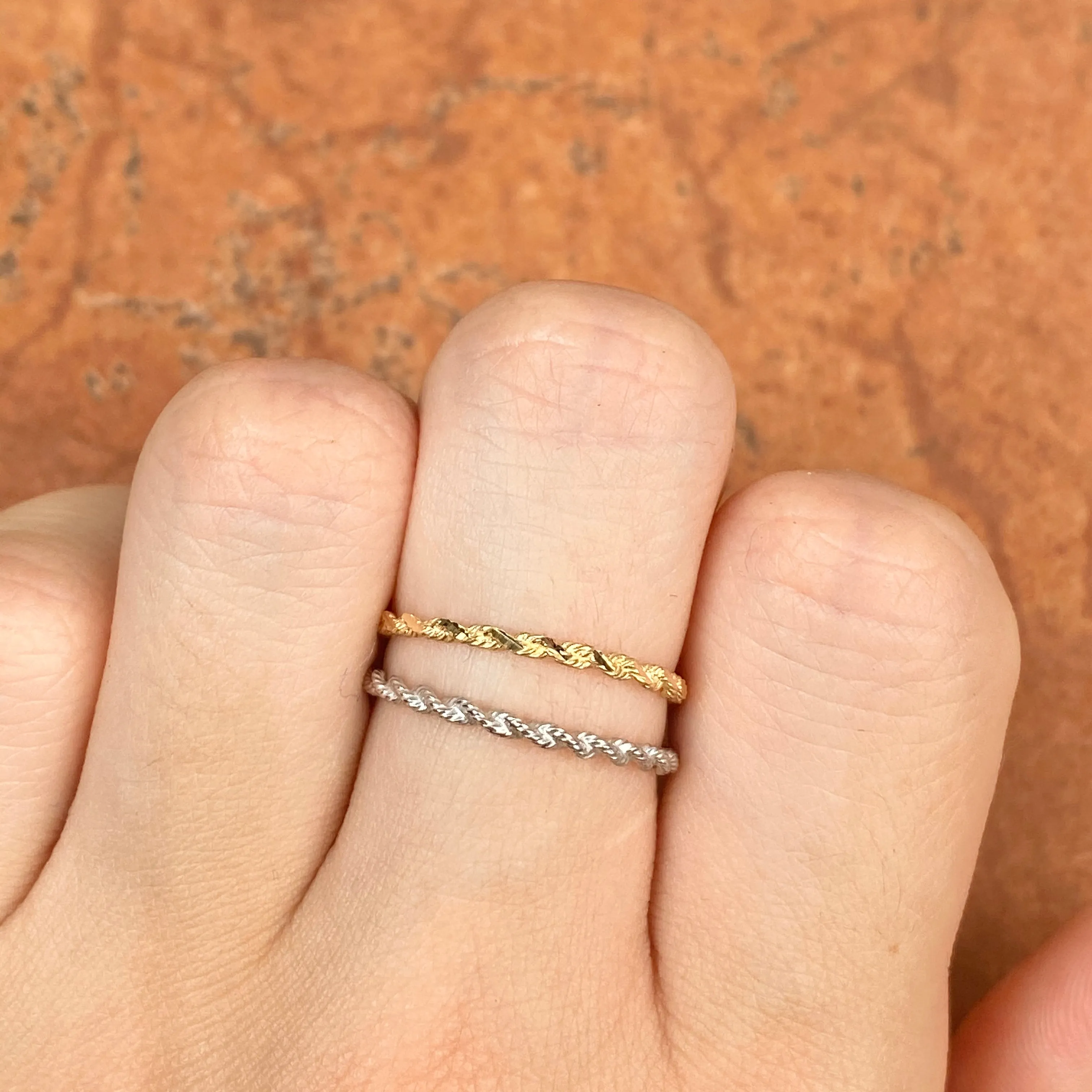 14KT Yellow Gold Diamond-Cut Rope Band Ring