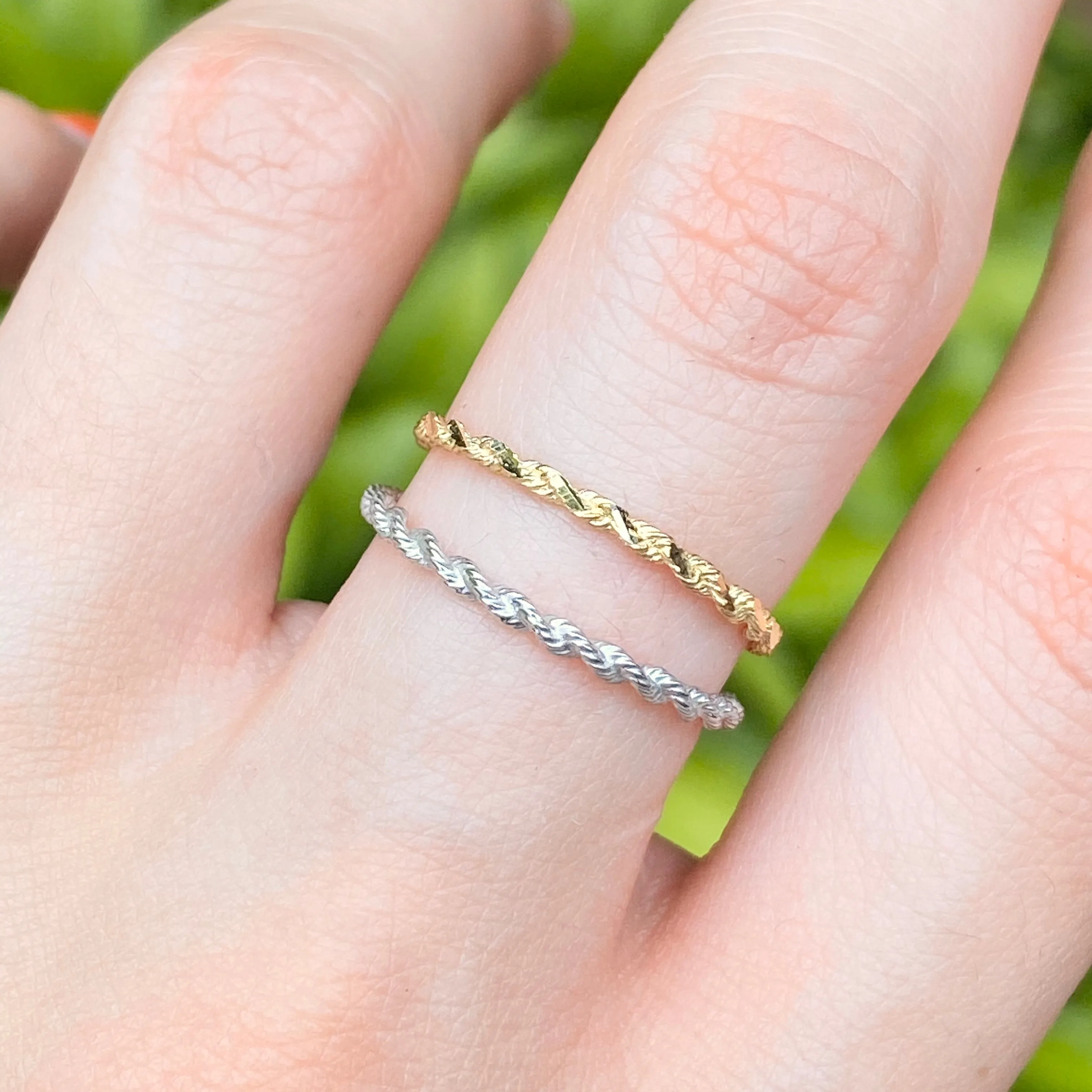 14KT Yellow Gold Diamond-Cut Rope Band Ring
