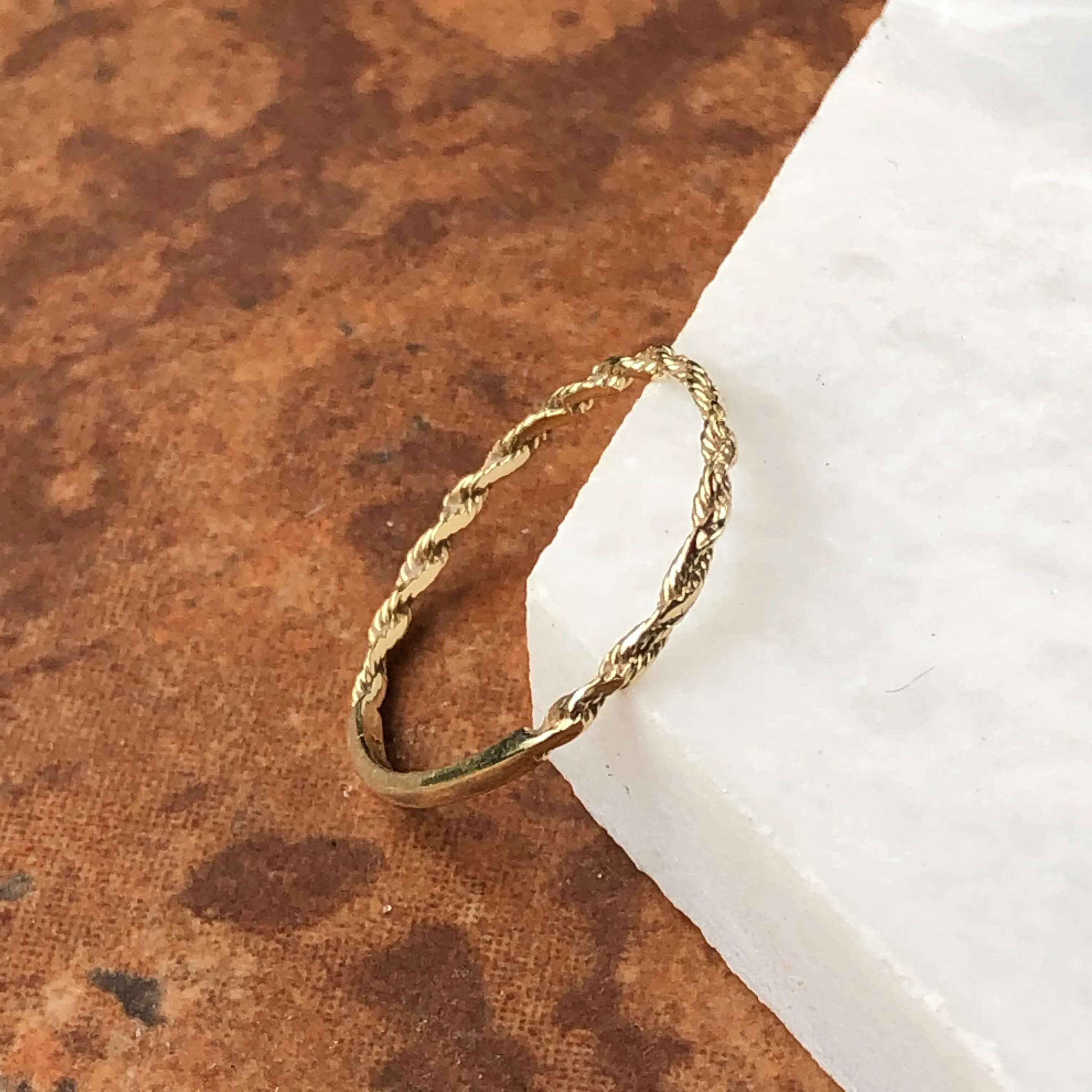 14KT Yellow Gold Diamond-Cut Rope Band Ring