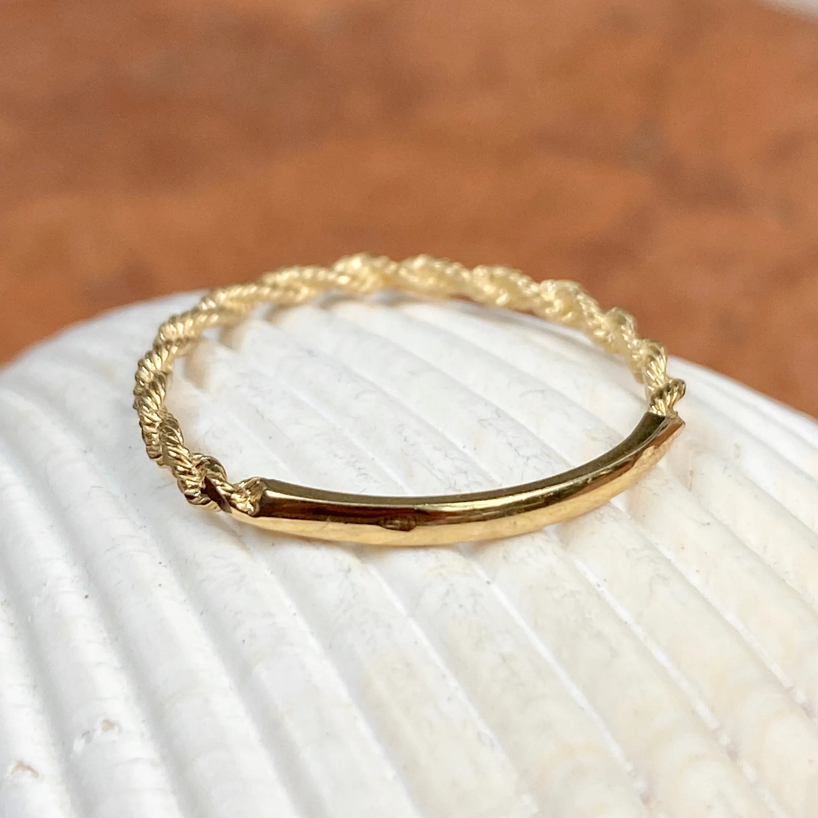 14KT Yellow Gold Diamond-Cut Rope Band Ring