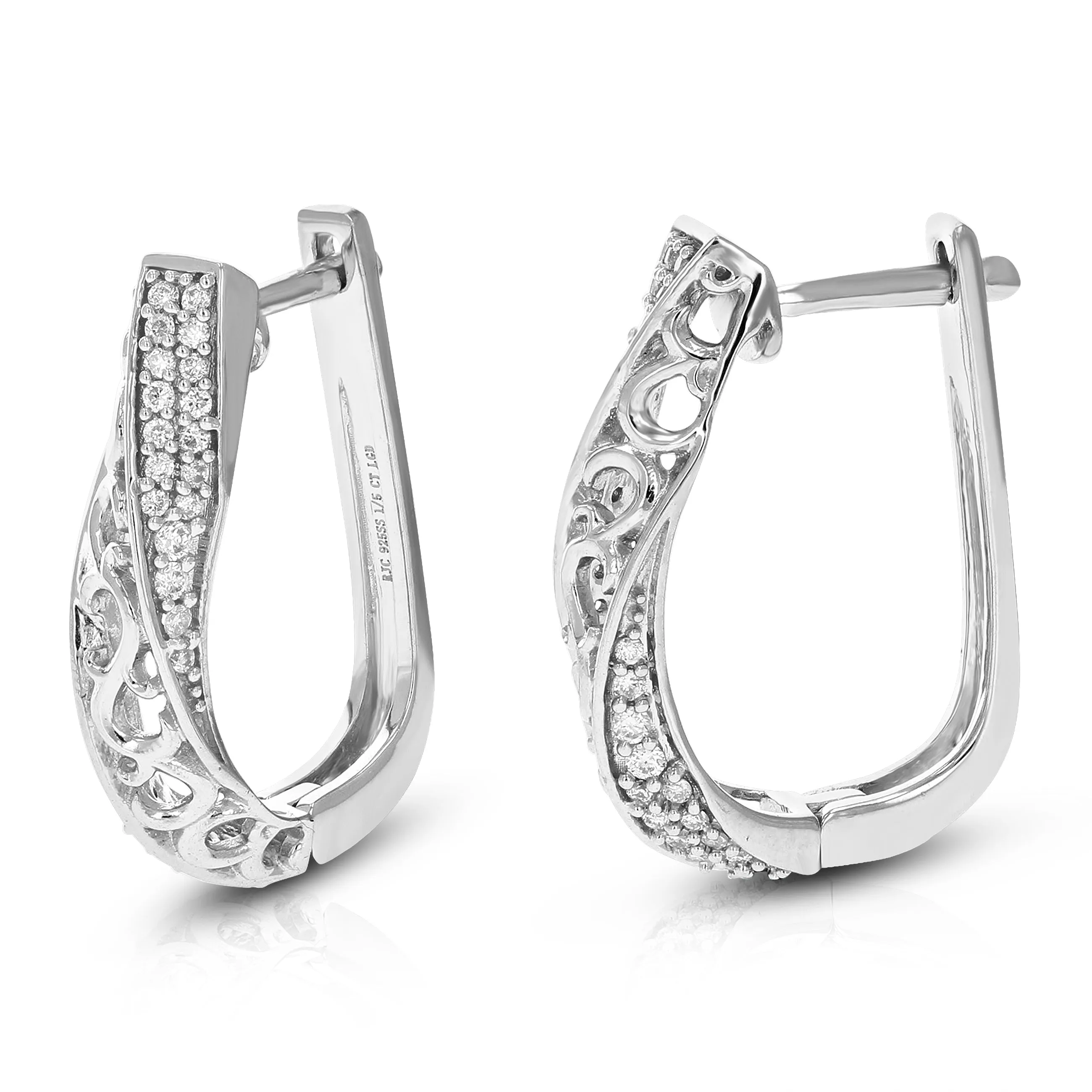 1/5 cttw Lab Grown Diamond Vintage Hoop Earrings in Sterling Silver