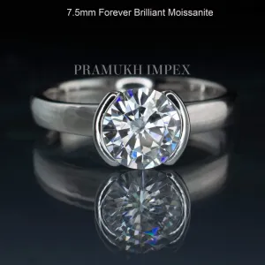 1.50 ct Art deco half bazel moissanite engagement ring vintage Unique Diamond Wedding Ring for women promise anniversary gift on etsy