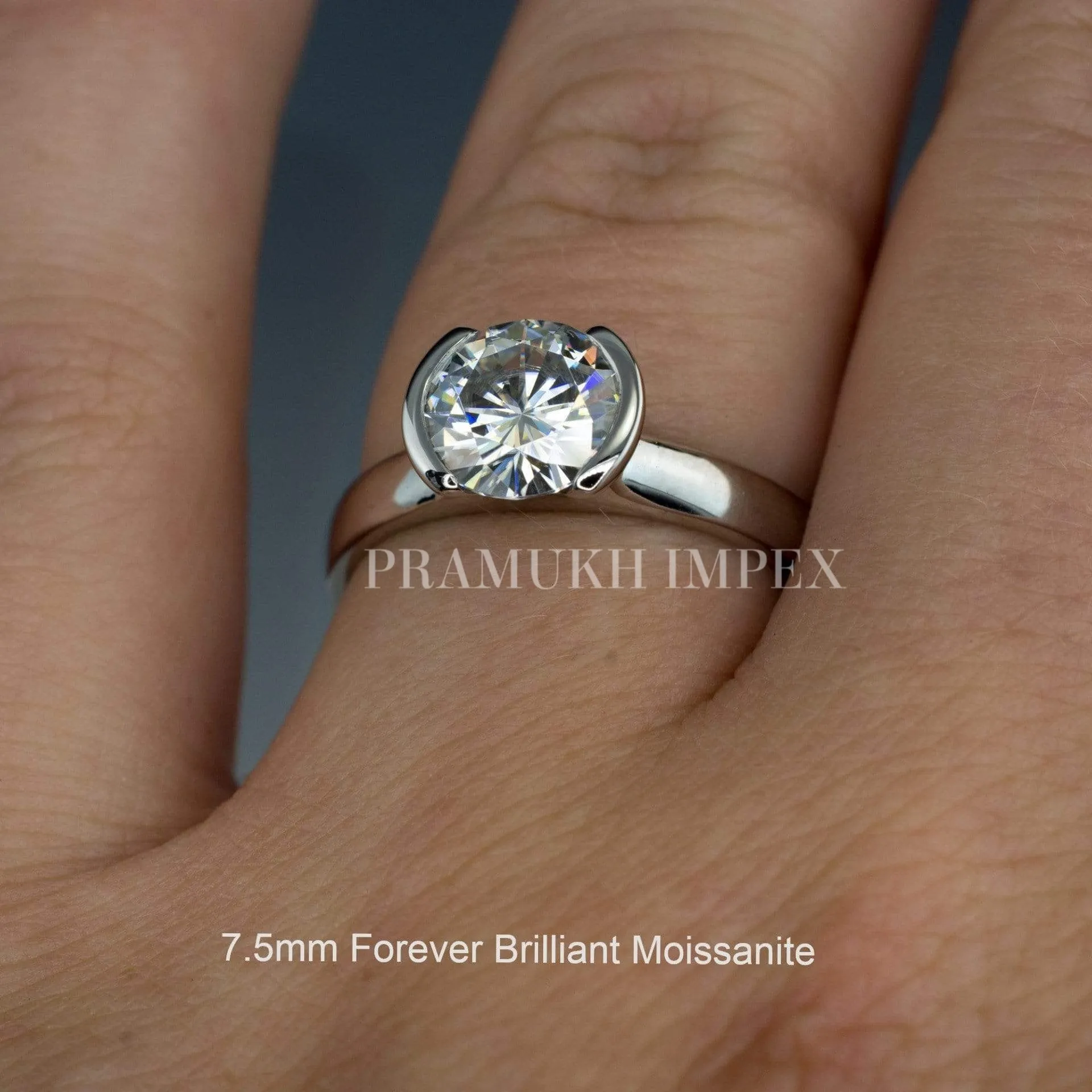 1.50 ct Art deco half bazel moissanite engagement ring vintage Unique Diamond Wedding Ring for women promise anniversary gift on etsy
