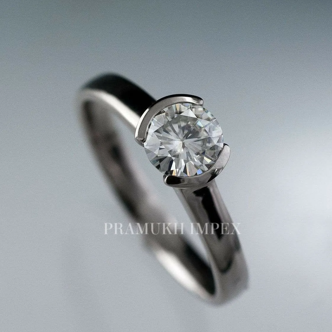 1.50 ct Art deco half bazel moissanite engagement ring vintage Unique Diamond Wedding Ring for women promise anniversary gift on etsy