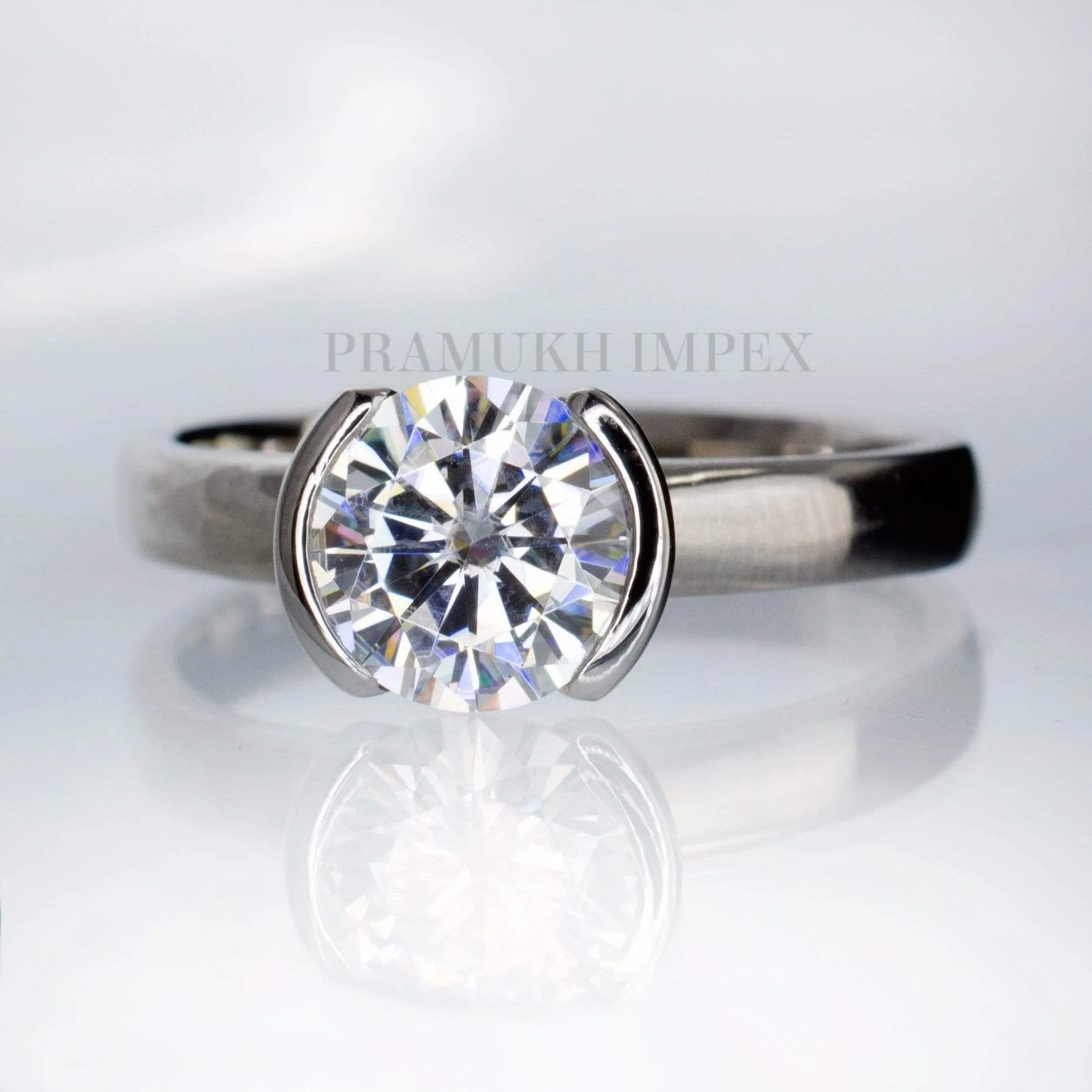 1.50 ct Art deco half bazel moissanite engagement ring vintage Unique Diamond Wedding Ring for women promise anniversary gift on etsy