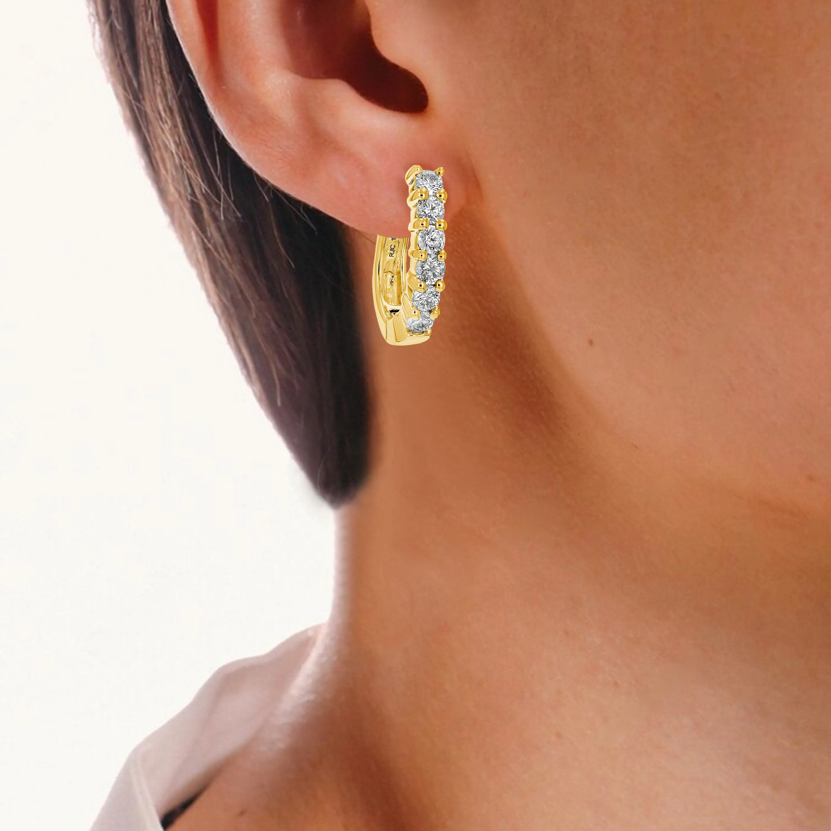 1.60 cttw Lab Grown Prong Diamond Hoop Earrings in 14K Gold