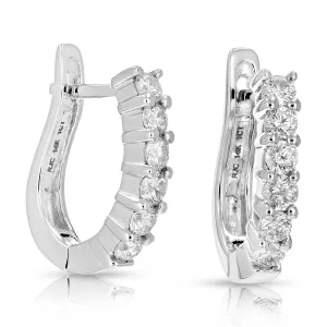 1.60 cttw Lab Grown Prong Diamond Hoop Earrings in 14K Gold
