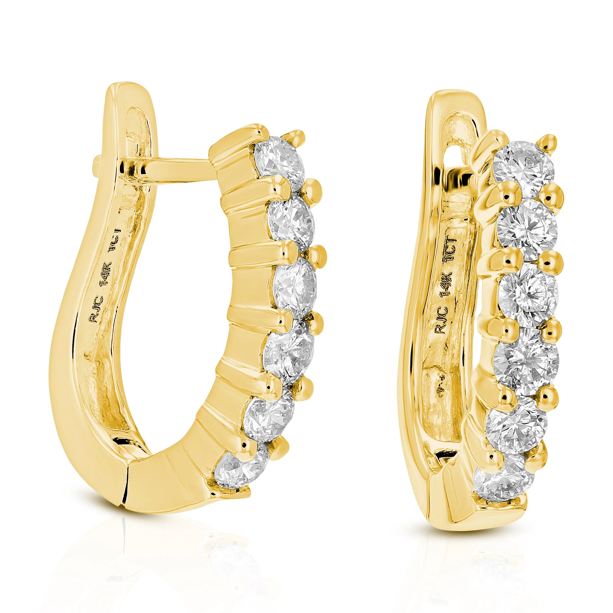 1.60 cttw Lab Grown Prong Diamond Hoop Earrings in 14K Gold