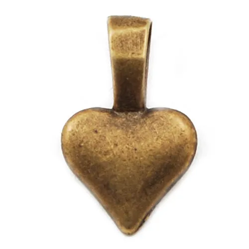 16*10MM High Quality Heart Shape Antique Bronze Glue On Bail Plates,sold 100 pcs per pkg