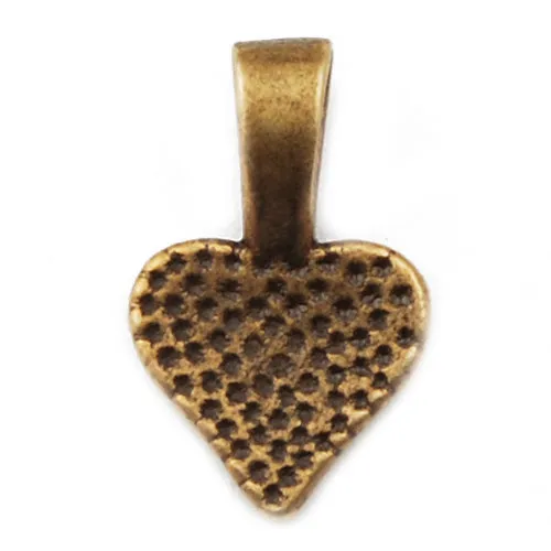16*10MM High Quality Heart Shape Antique Bronze Glue On Bail Plates,sold 100 pcs per pkg