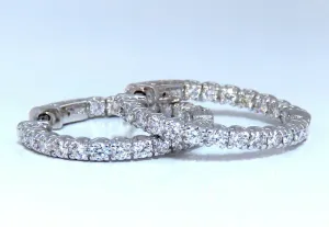 1.62ct Natural Round Diamond hoop earrings 14kt 25mm