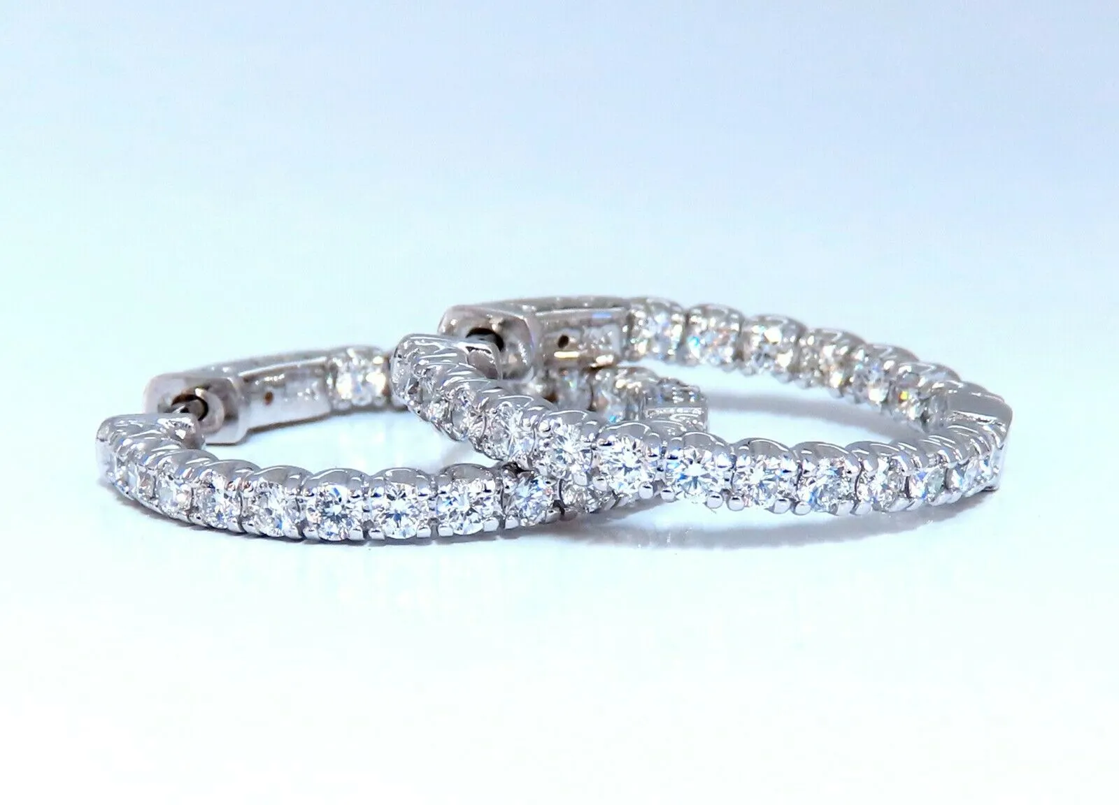 1.62ct Natural Round Diamond hoop earrings 14kt 25mm