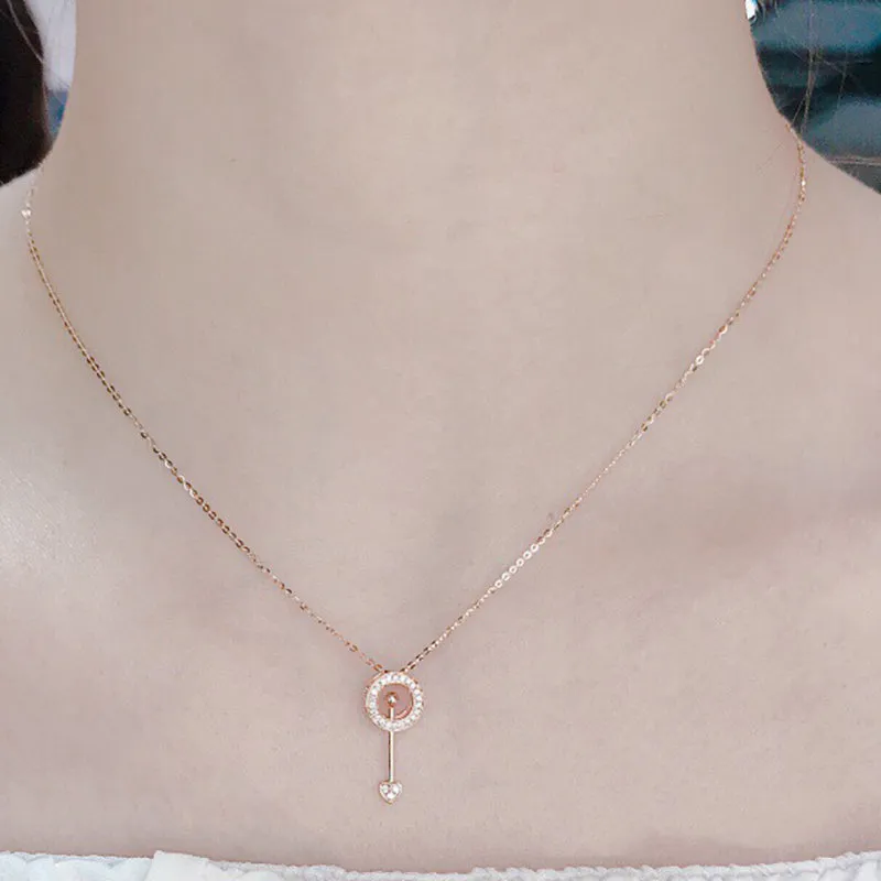 18K Gold 0.075ct Real Diamond Lovely Lollipop Pendant Necklace