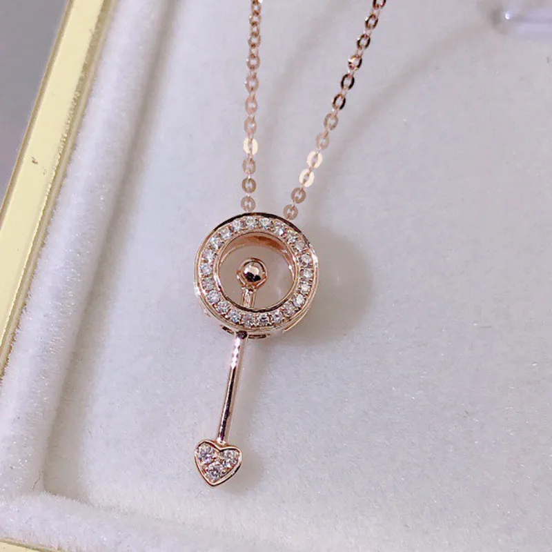 18K Gold 0.075ct Real Diamond Lovely Lollipop Pendant Necklace