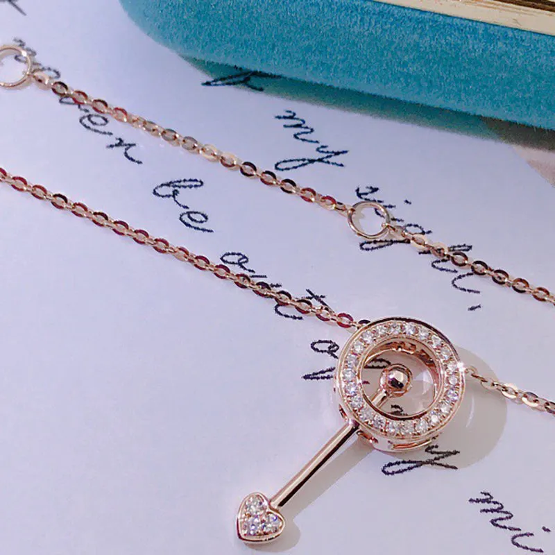 18K Gold 0.075ct Real Diamond Lovely Lollipop Pendant Necklace