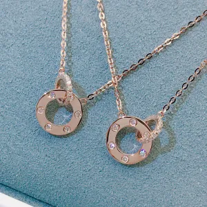 18K Gold 0.095ct Real Natural Diamond Circle Pendant Necklace