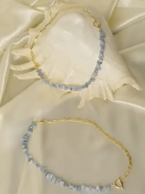 18K Gold & Aquamarine Quartz U Chain Necklace