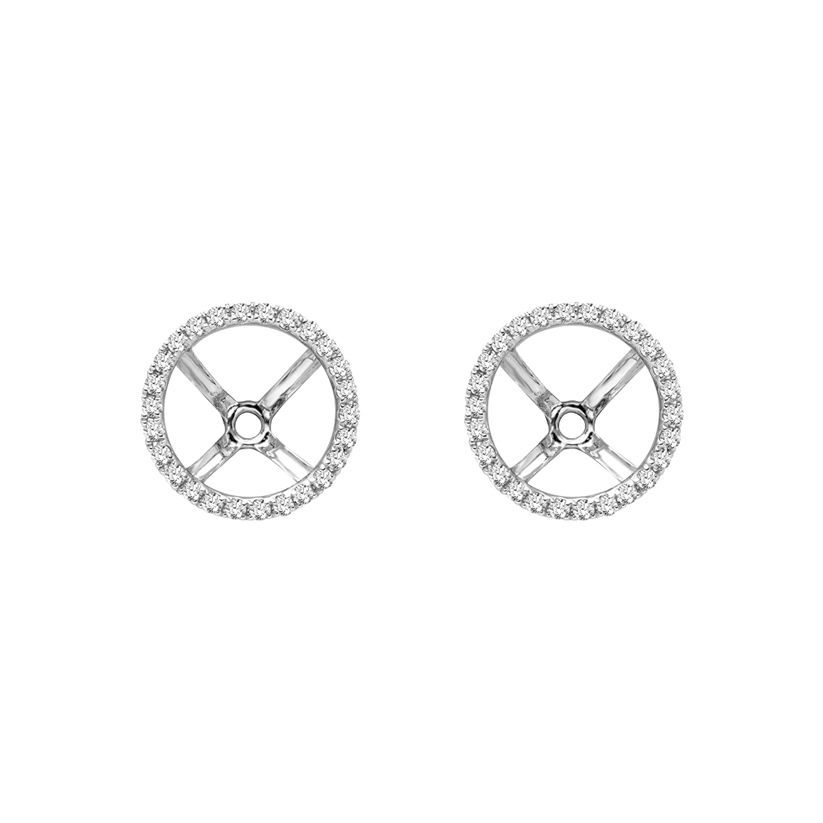 18K Gold Diamond Butterfly Circle Modular Stud Earrings