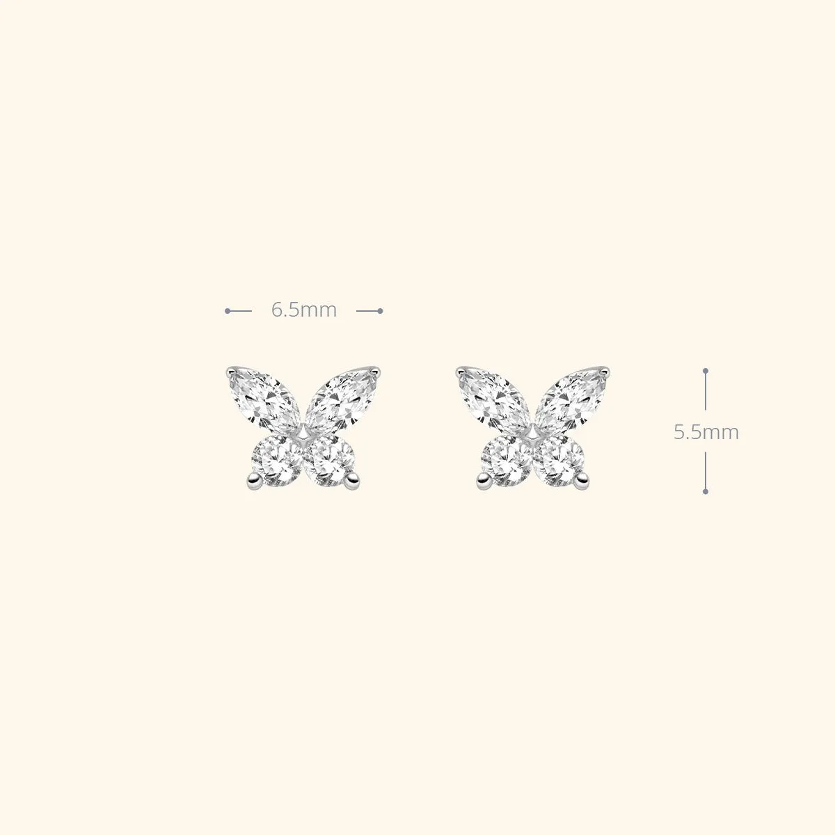 18K Gold Diamond Butterfly Circle Modular Stud Earrings