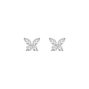 18K Gold Diamond Butterfly Circle Modular Stud Earrings
