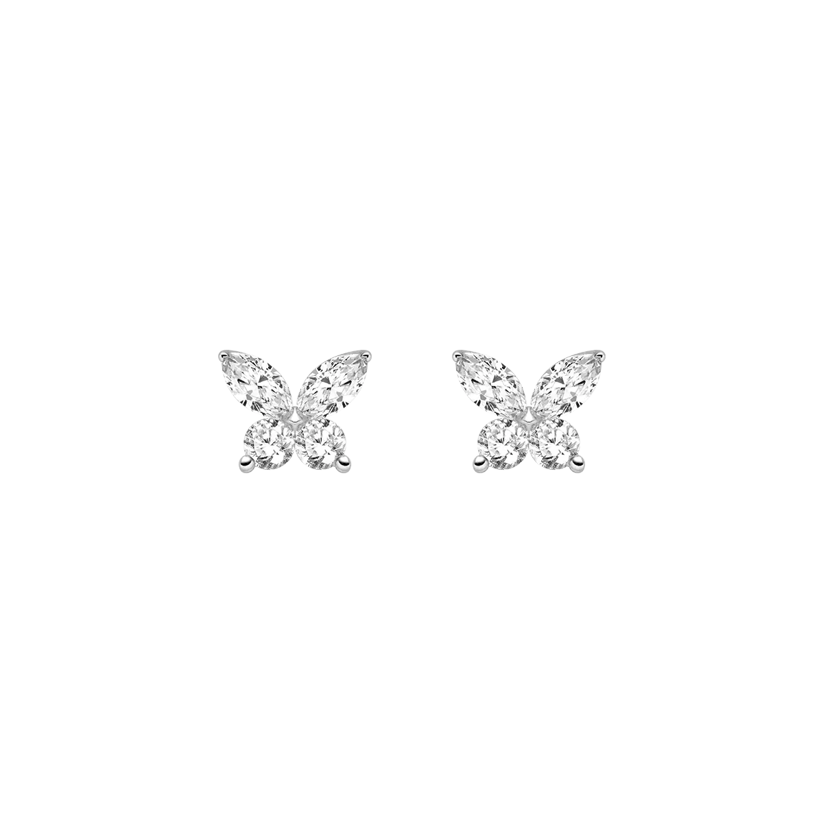 18K Gold Diamond Butterfly Circle Modular Stud Earrings