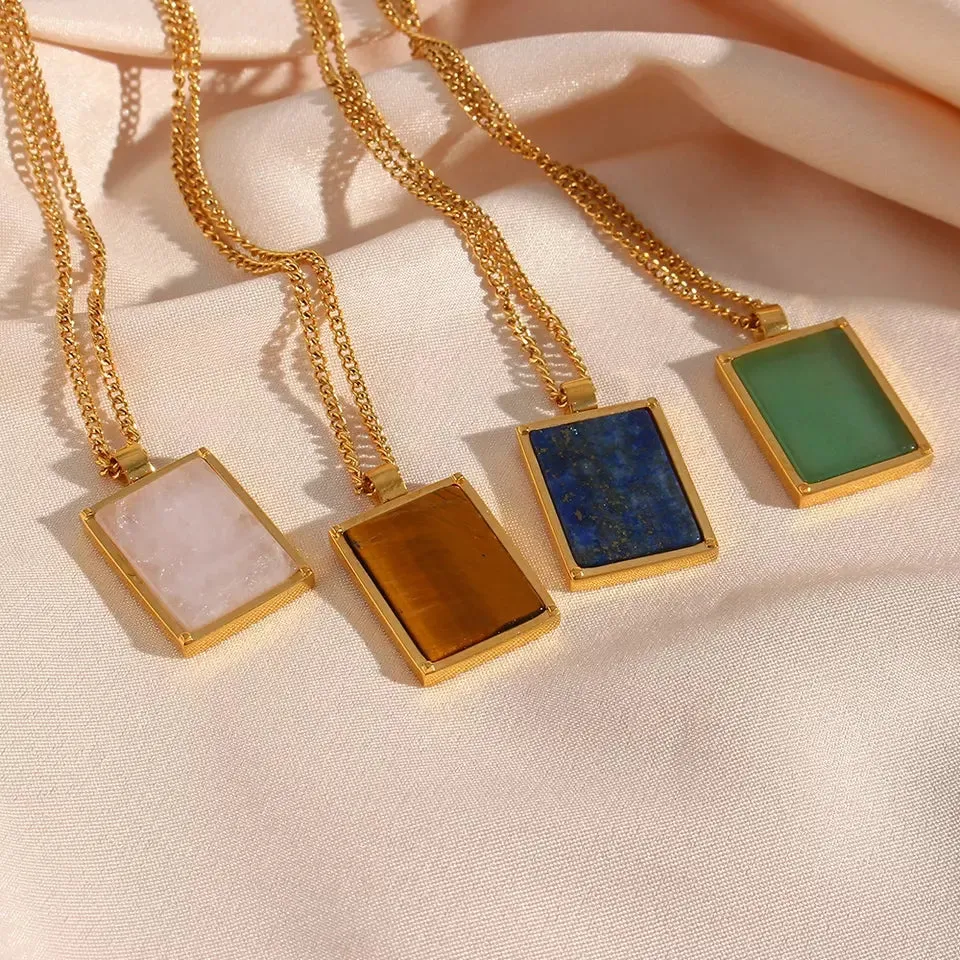 18K Gold Natural Stone Necklaces