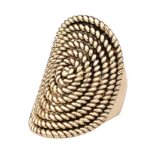 18K Gold-Plated Spiral Rope Statement Ring
