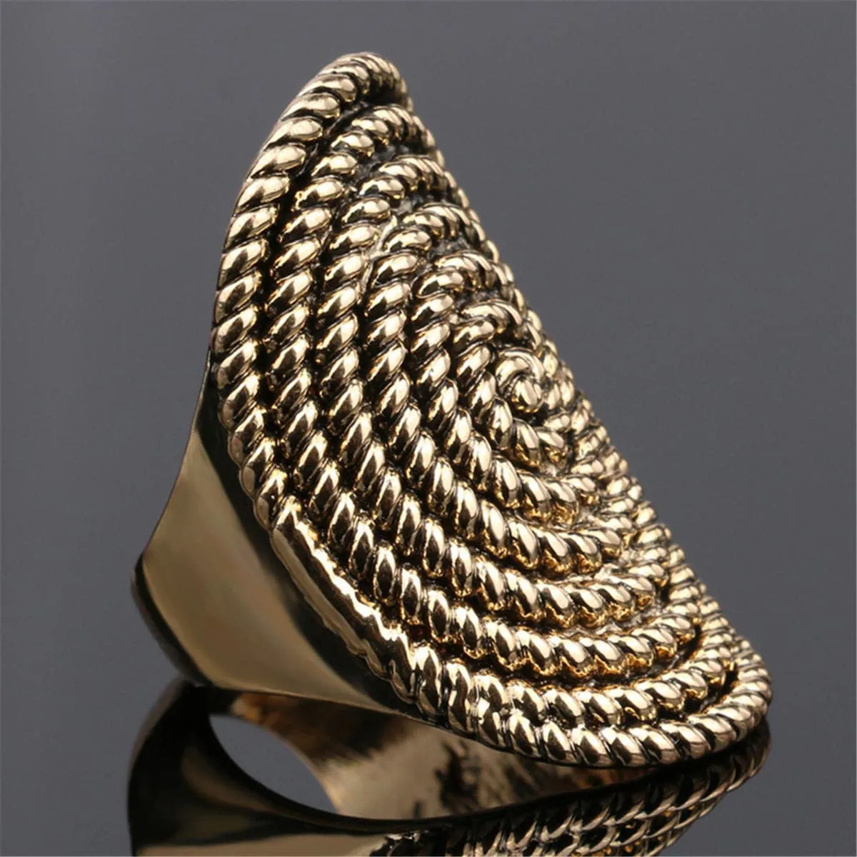 18K Gold-Plated Spiral Rope Statement Ring