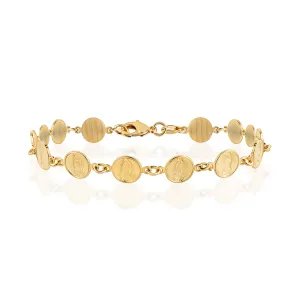 18K Gold Plated Virgin Mary Coin Bracelet, 7.5 Inches