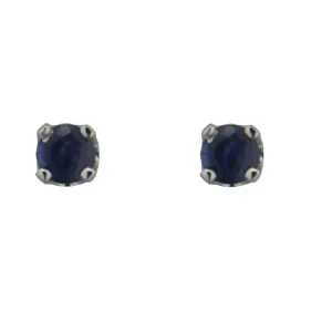 18K Solid White Gold 0.20ct twt Sapphire Screwback Earrings