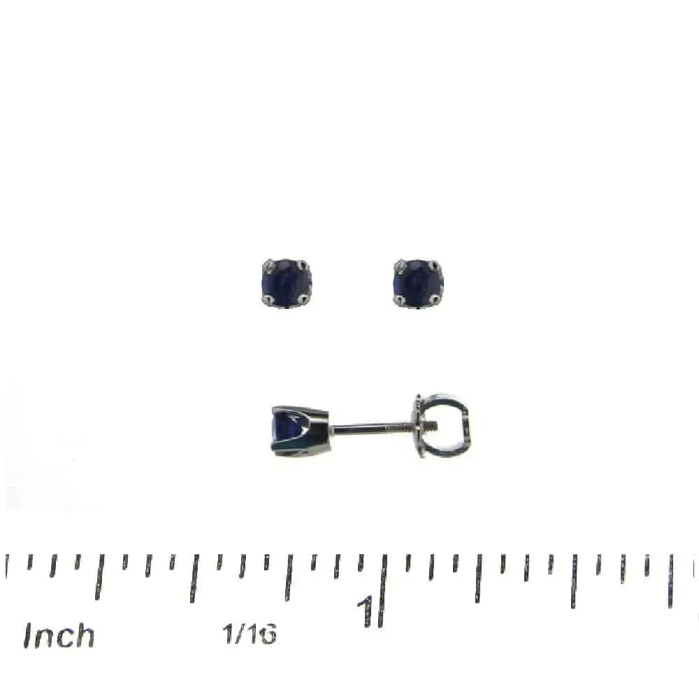 18K Solid White Gold 0.20ct twt Sapphire Screwback Earrings