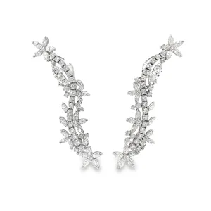18k White Gold 12.25ct H VS2 Marquise, Princess Cut and Round Diamond Monster Climber Earrings Certified By GIA # 2225415763