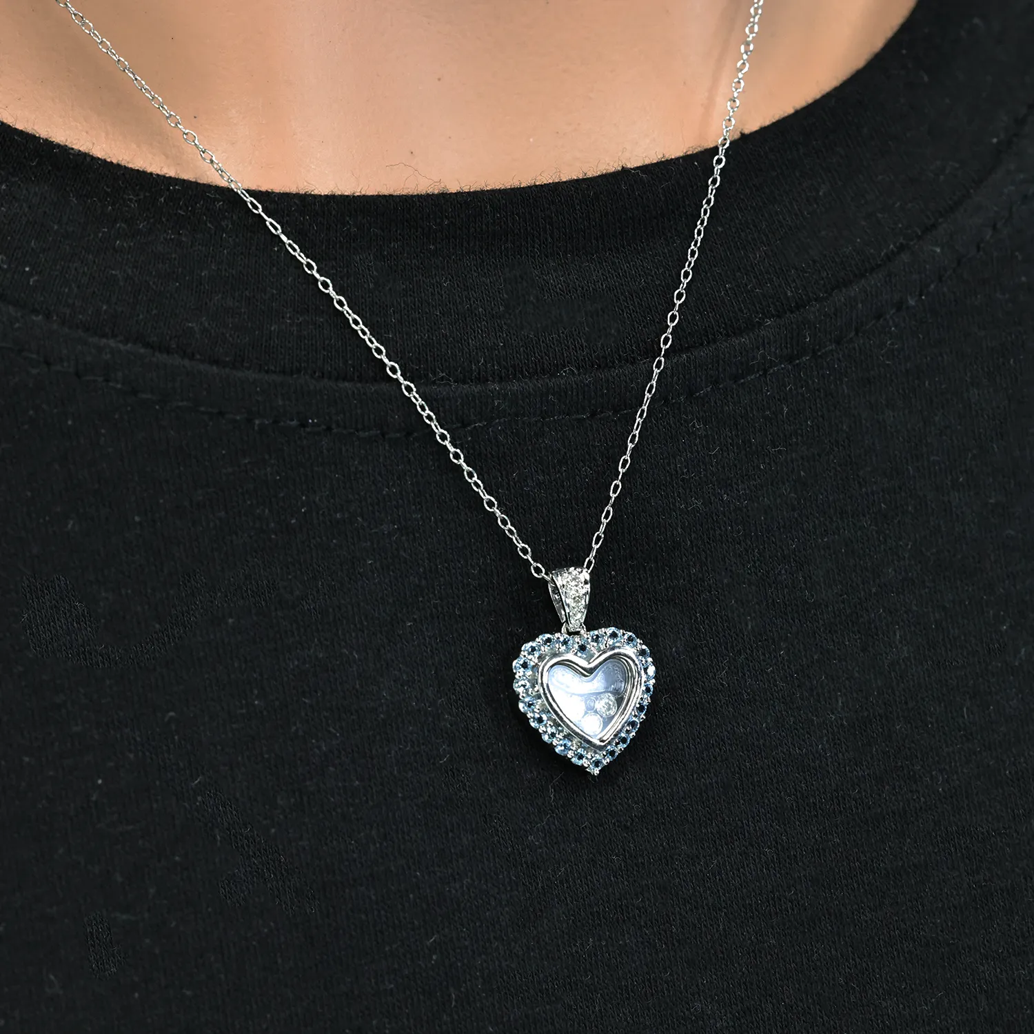 18k White Gold Dancing Diamond Pendant .87 Ctw
