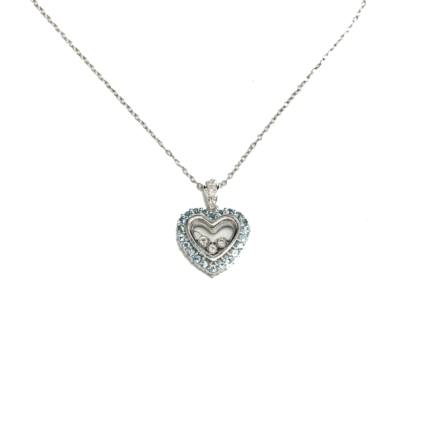 18k White Gold Dancing Diamond Pendant .87 Ctw