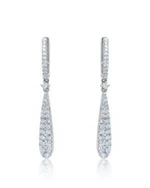 18k White Gold Dangle Earring For Wedding Hoop Earring