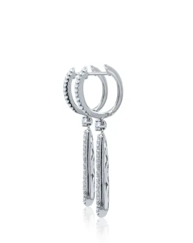 18k White Gold Dangle Earring For Wedding Hoop Earring