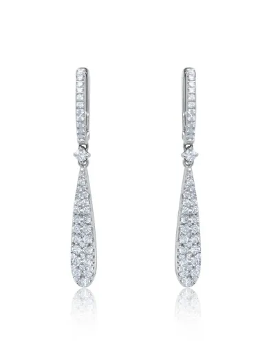 18k White Gold Dangle Earring For Wedding Hoop Earring