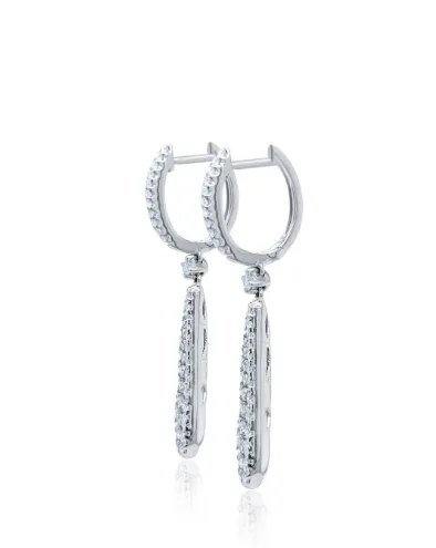 18k White Gold Dangle Earring For Wedding Hoop Earring