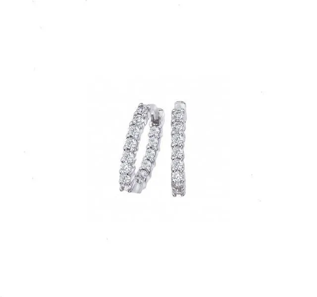 18K White Gold Diamond Hoop Earrings