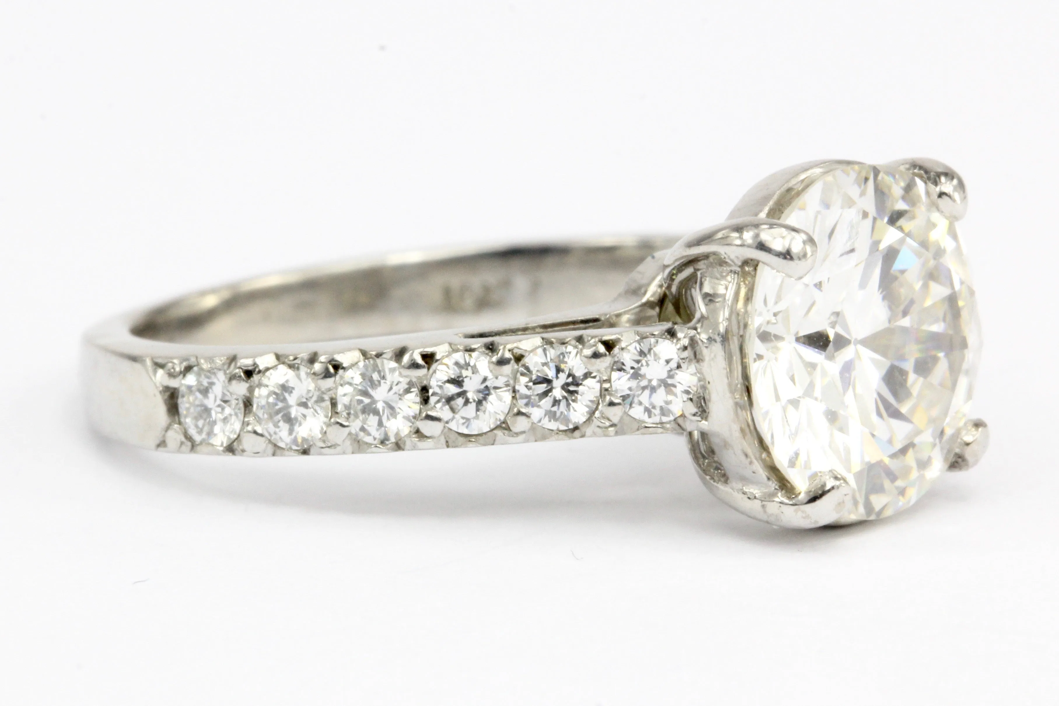 18K White Gold GIA 2.59 CT Diamond Engagement Ring Size 5