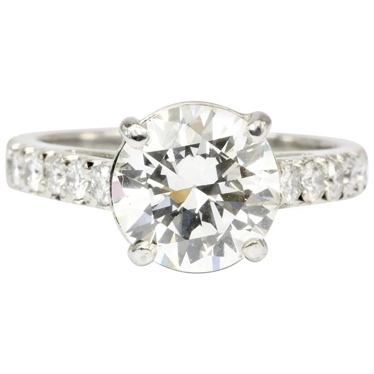 18K White Gold GIA 2.59 CT Diamond Engagement Ring Size 5