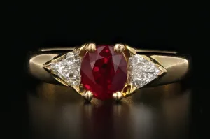 18K Yellow Gold 1.2 Carat Burma Ruby AGL Certified