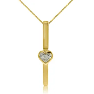 18K Yellow Gold and Heart Shape Diamond Bar Pendant
